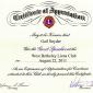 West Berkeley Lions Club Certificate